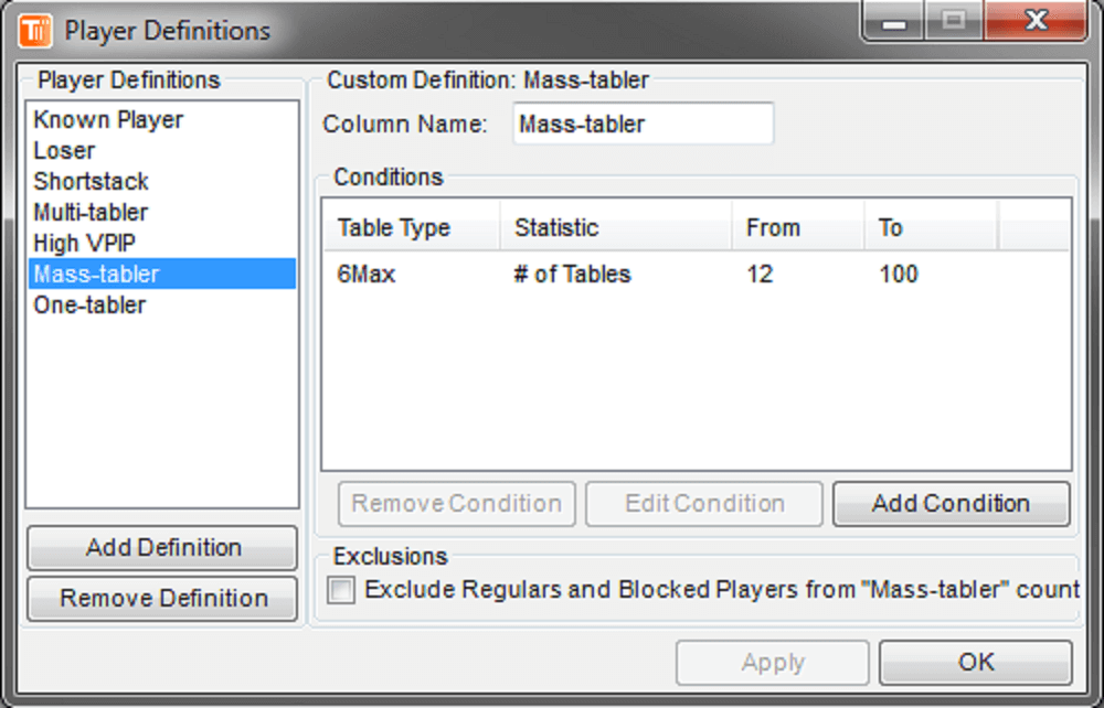 TableScan Turbo-Player Definitions