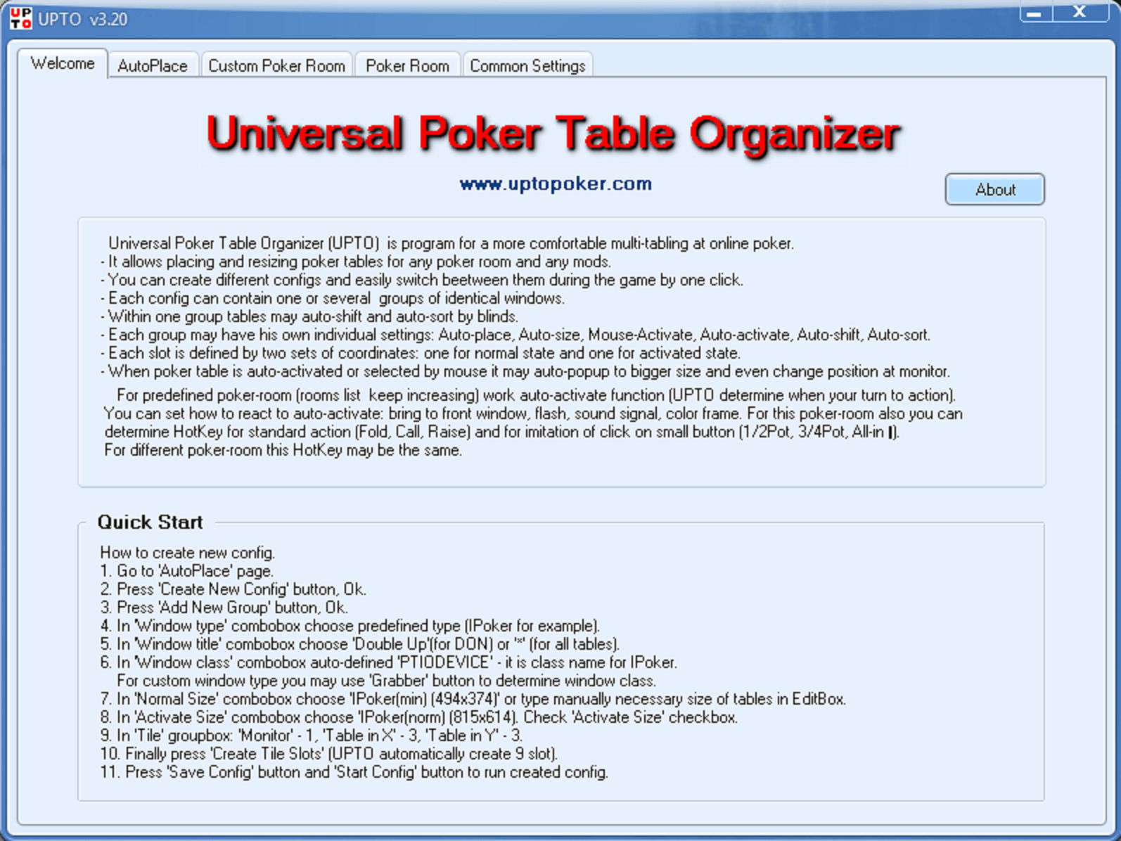 universal Poker Table Organizer(UPTO) - Welcome